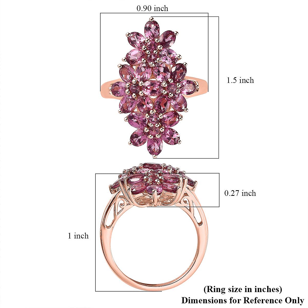 Tanzanian Wine Garnet Floral Ring in Vermeil Rose Gold Over Sterling Silver (Size 10.0) 4.85 ctw