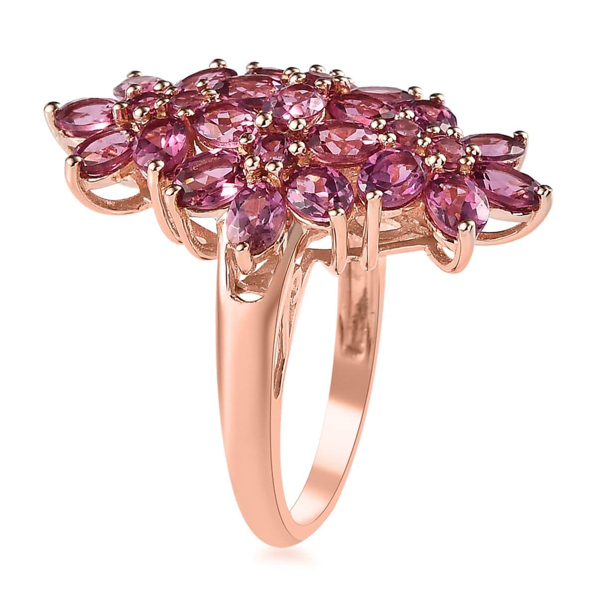 Tanzanian Wine Garnet Floral Ring in Vermeil Rose Gold Over Sterling Silver (Size 6.0) 4.85 ctw image number 3