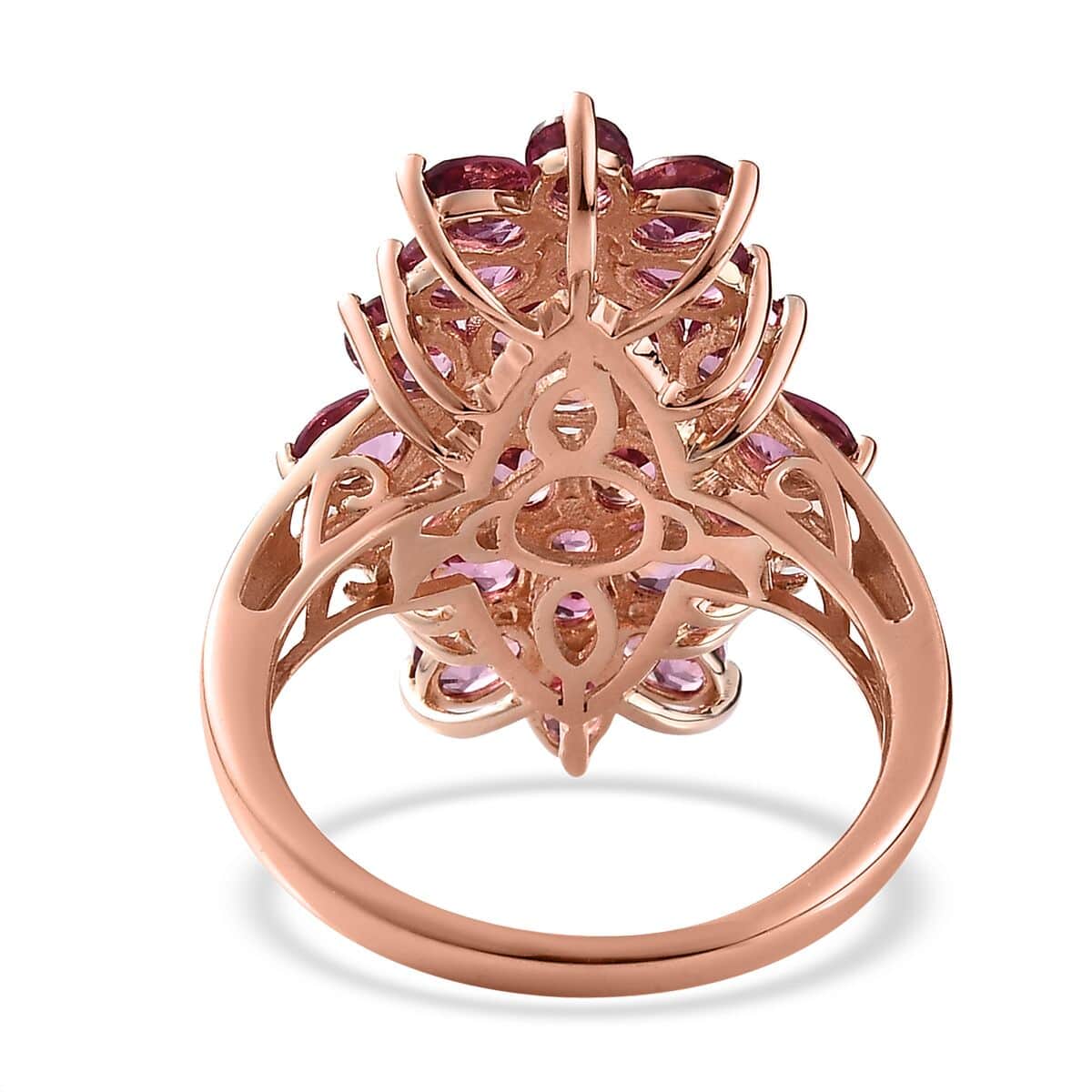 Tanzanian Wine Garnet Floral Ring in Vermeil Rose Gold Over Sterling Silver (Size 6.0) 4.85 ctw image number 4