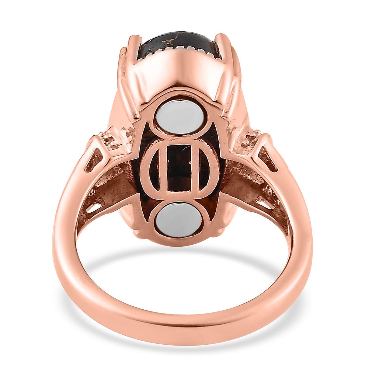 Matrix Silver Shungite Solitaire Ring in 14K Rose Gold Over Copper with Magnet (Size 10.0) 8.50 ctw