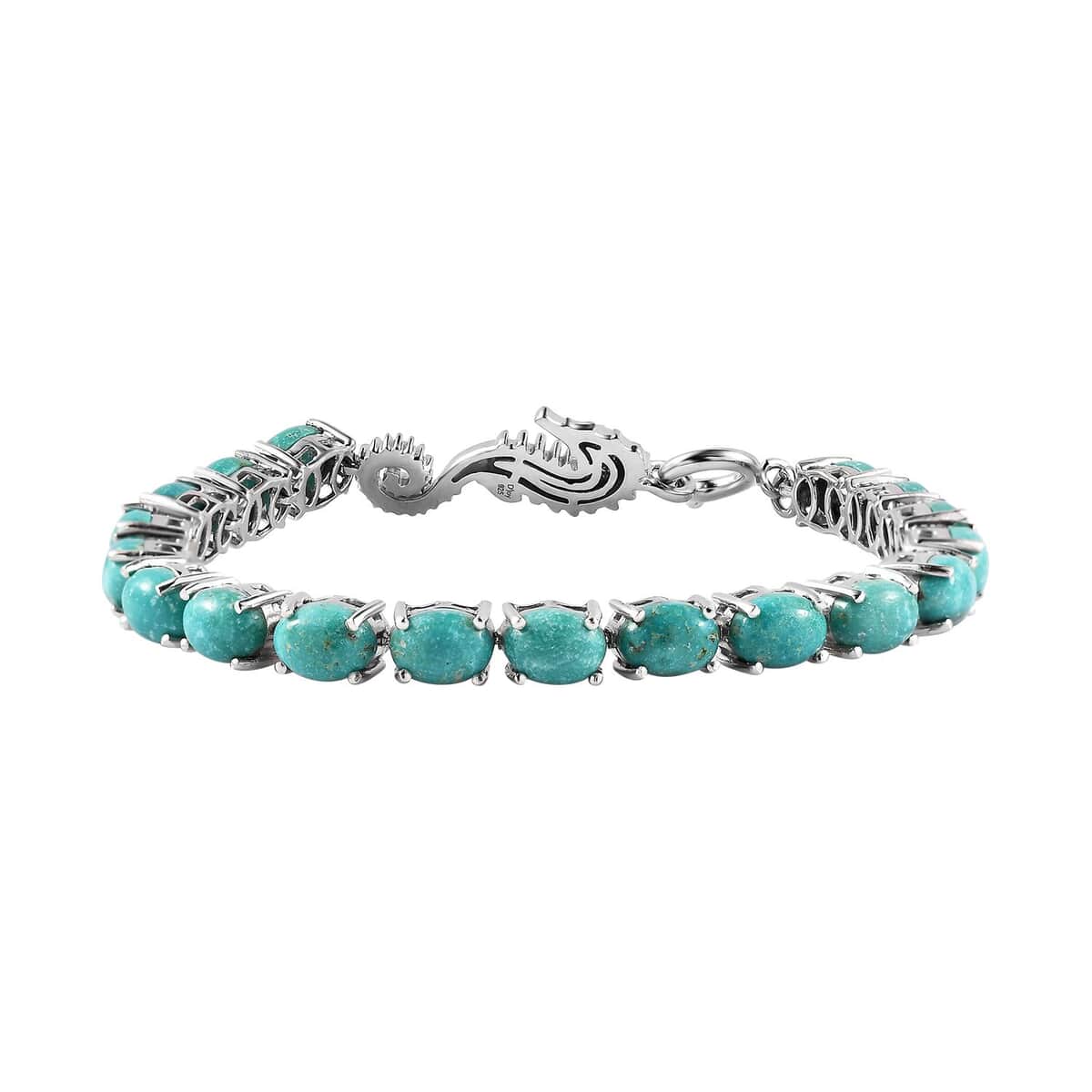 Nevada Turquoise Sea Horse Bracelet in Platinum Over Sterling Silver (6.50 In) 12.50 ctw (Del. in 10-12 Days) image number 0