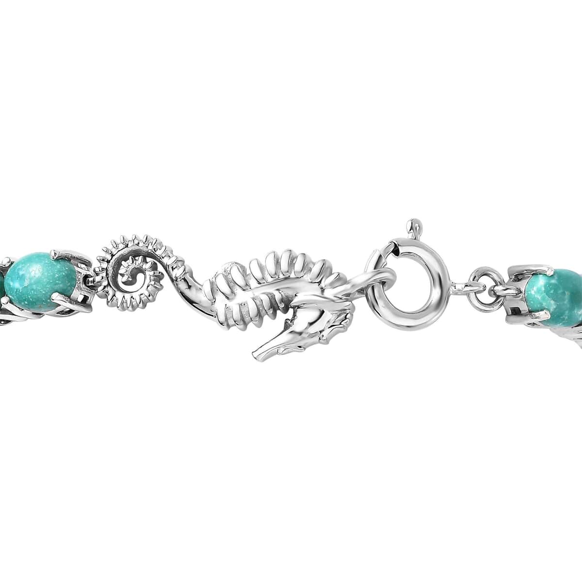 Nevada Turquoise Sea Horse Bracelet in Platinum Over Sterling Silver (6.50 In) 12.50 ctw (Del. in 10-12 Days) image number 3