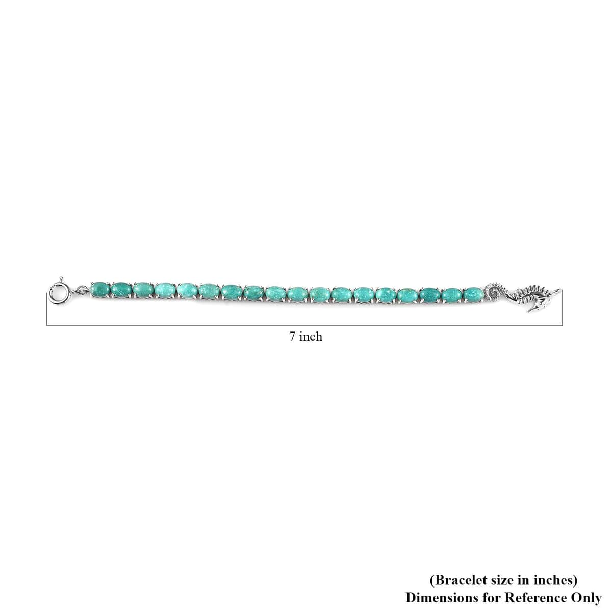 Nevada Turquoise Sea Horse Bracelet in Platinum Over Sterling Silver (6.50 In) 12.50 ctw (Del. in 10-12 Days) image number 4