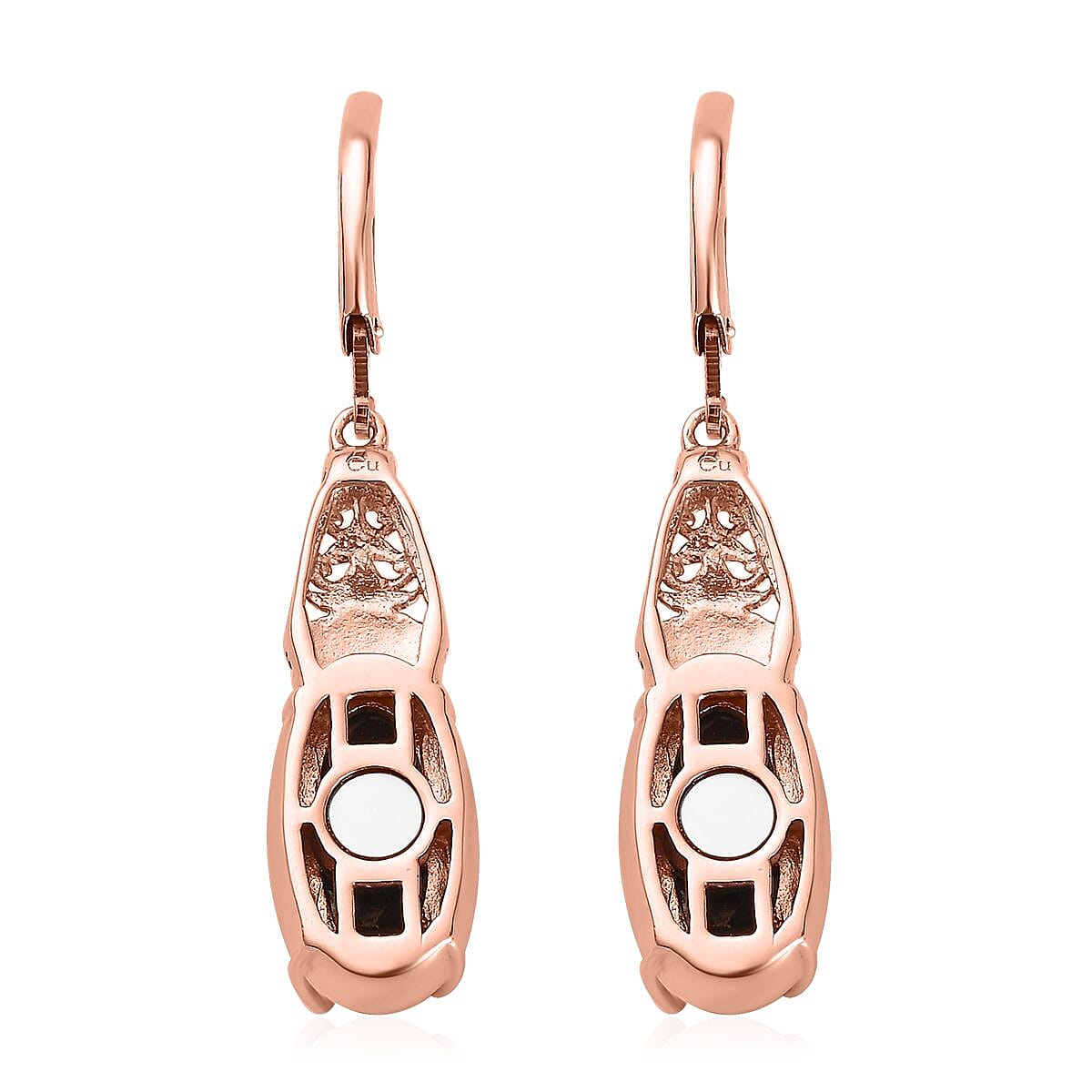 Matrix Silver Shungite Lever Back Earrings in 14K Rose Gold Over Copper with Magnet 6.40 ctw