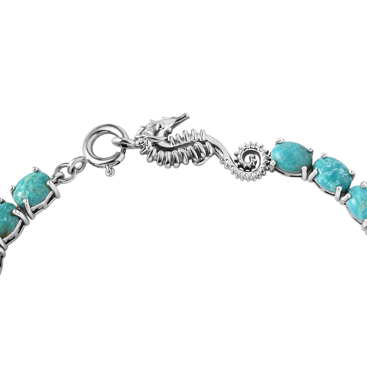 Sierra Nevada Turquoise Sea Horse Bracelet in Platinum Over Sterling Silver (7.25 In) 15.60 ctw image number 3