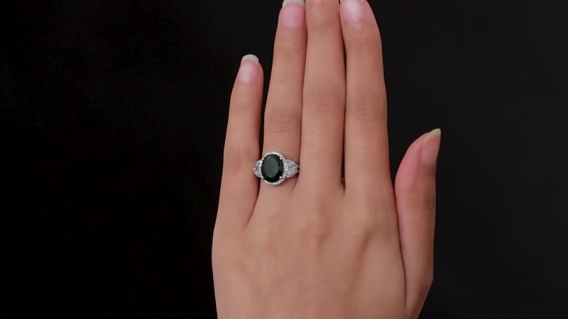 Chrome Diopside, White Zircon Ring in Platinum Over Sterling Silver (Size 10.0) 5.85 ctw