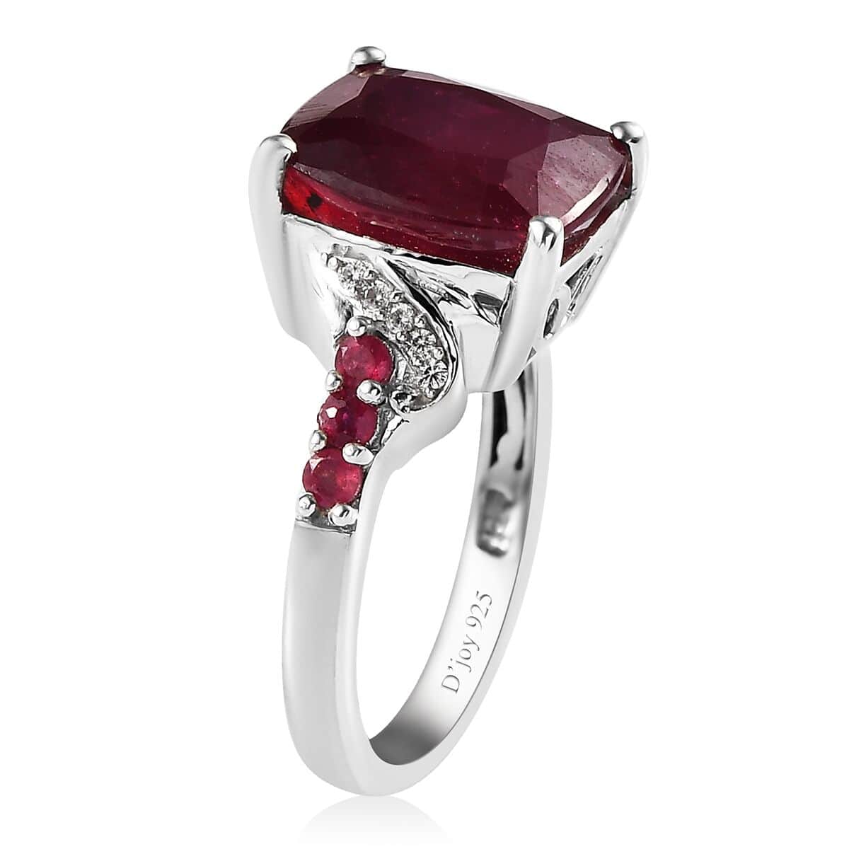 Niassa Ruby (FF), White Zircon Ring in Platinum Over Sterling Silver (Size 7.0) 8.85 ctw image number 3