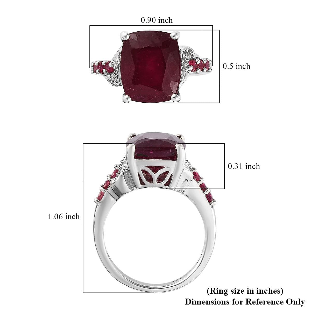 Niassa Ruby (FF) and White Zircon Ring in Platinum Over Sterling Silver (Size 10.0) 8.85 ctw