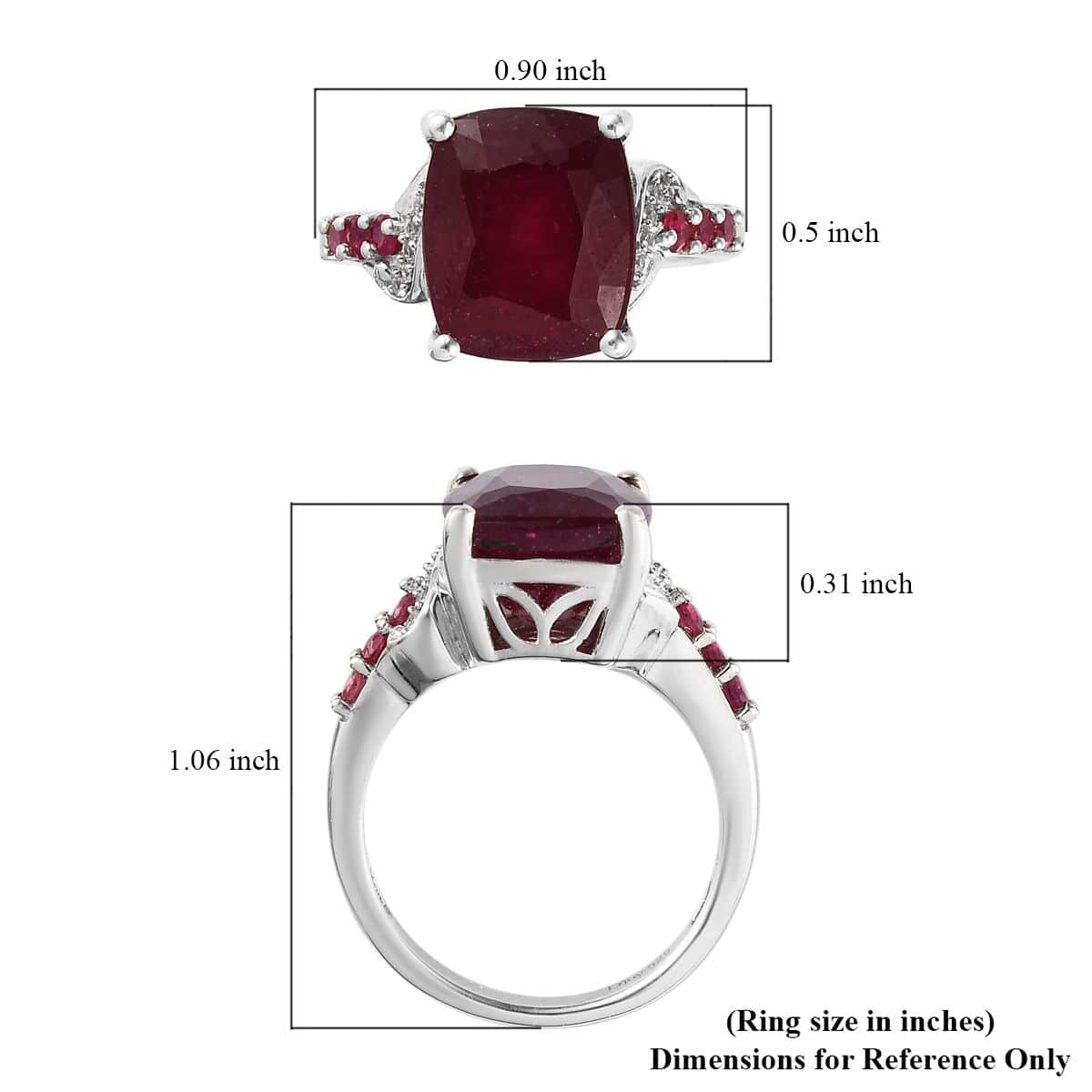 Niassa Ruby (FF), White Zircon Ring in Platinum Over Sterling Silver (Size 7.0) 8.85 ctw image number 5