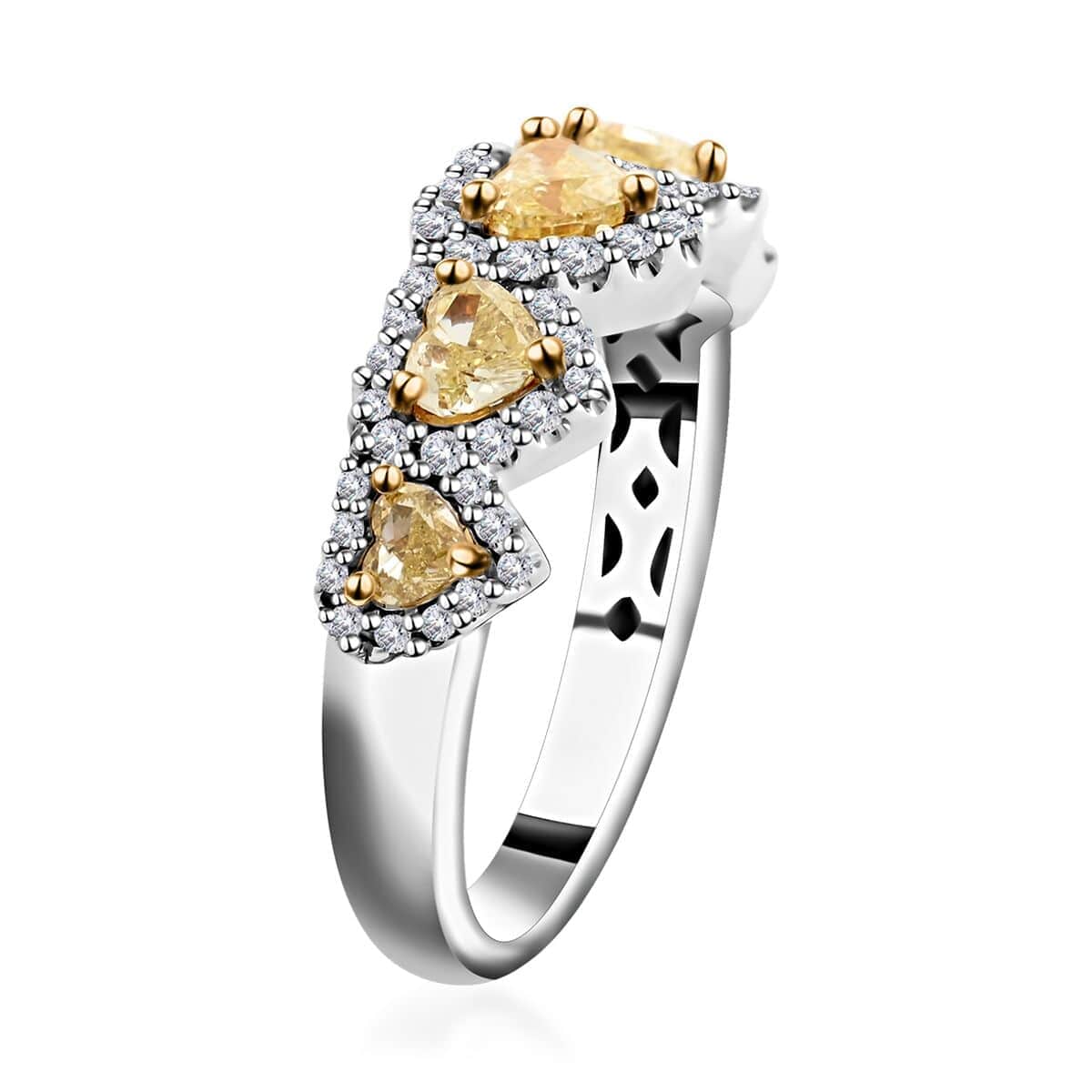 Modani 14K Yellow and White Gold Natural Yellow and White Diamond Ring 4.40 Grams 1.25 ctw image number 3