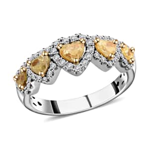 Modani 14K Yellow and White Gold Natural Yellow and White Diamond Ring (Size 7.0) 4.40 Grams 1.25 ctw