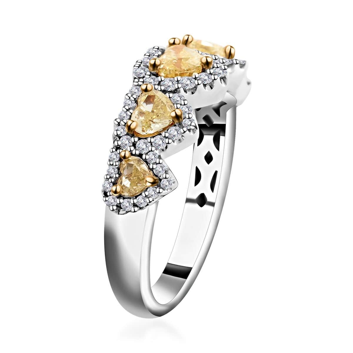 Modani 14K Yellow and White Gold Natural Yellow and White Diamond Ring (Size 7.0) 4.40 Grams 1.25 ctw image number 3