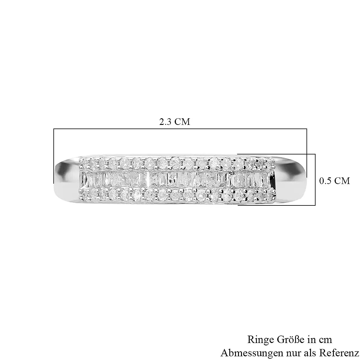 Diamond Ring, Platinum Over Sterling Silver Ring, Three Row Half Eternity Band, Diamond Jewelry, Gifts For Her 0.25 ctw (Size 10)