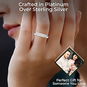 D'Joy Diamond Ring, Platinum Over Sterling Silver Ring, Three Row Half Eternity Band, Diamond Jewelry, Gifts For Her 0.25 ctw (Size 7.0)