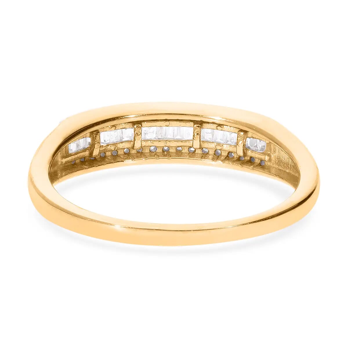 Diamond Ring, Vermeil Yellow Gold Over Sterling Silver Ring, Three Row Half Eternity Band, Diamond Jewelry, Gifts For Her 0.25 ctw (Size 7) image number 5