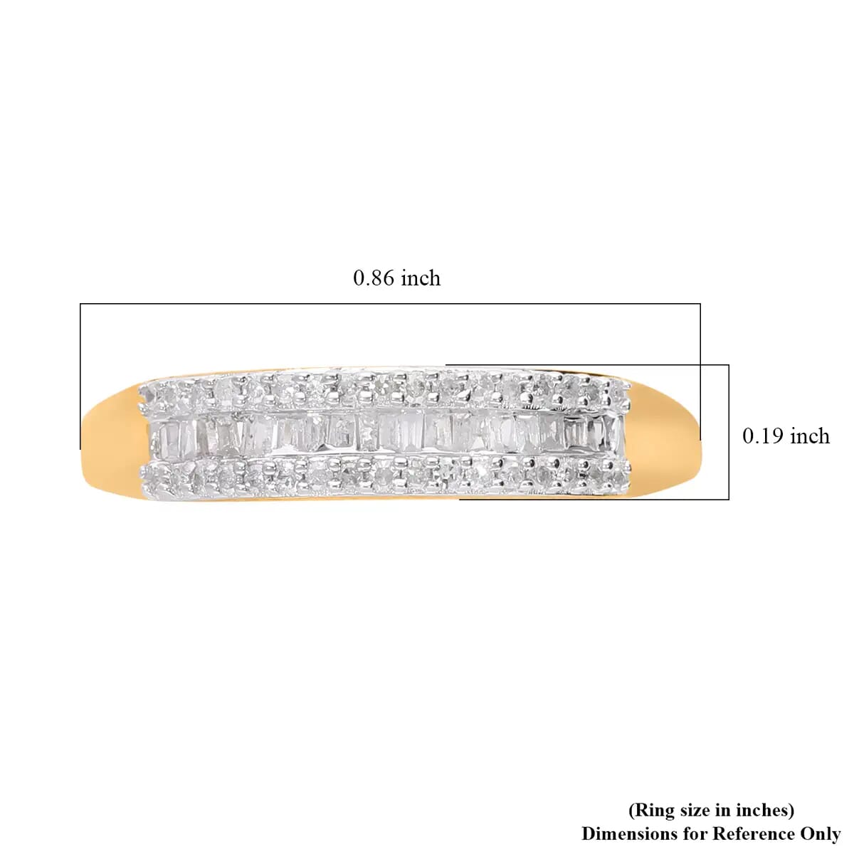 Diamond Ring, Vermeil Yellow Gold Over Sterling Silver Ring, Three Row Half Eternity Band, Diamond Jewelry, Gifts For Her 0.25 ctw (Size 7) image number 6