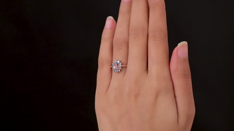 Blush Tourmaline, Santa Maria Aquamarine Sunburst Ring in Vermeil RG Over Sterling Silver (Size 10.0) (Del. in 8-10 Days) 1.25 ctw