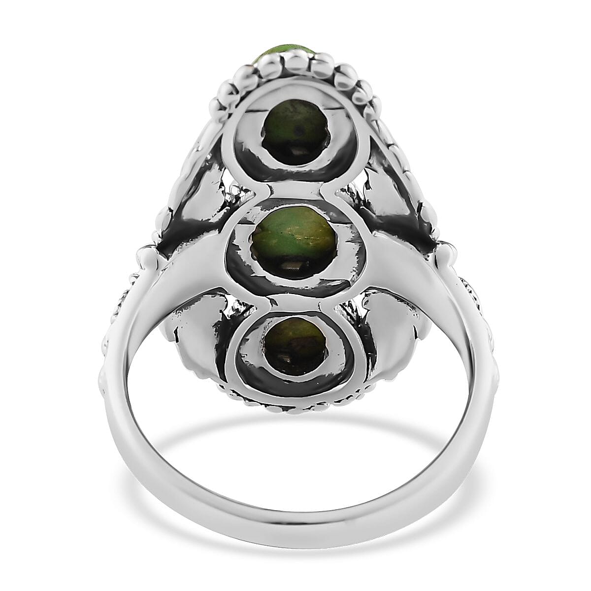 Artisan Crafted Sonoran Gold Turquoise 3 Stone Ring in Sterling Silver (Size 10.0) 3.25 ctw