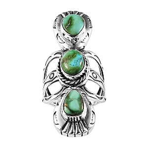 Artisan Crafted Sonoran Gold Turquoise 3 Stone Ring in Sterling Silver (Size 8.0) 6.30 ctw