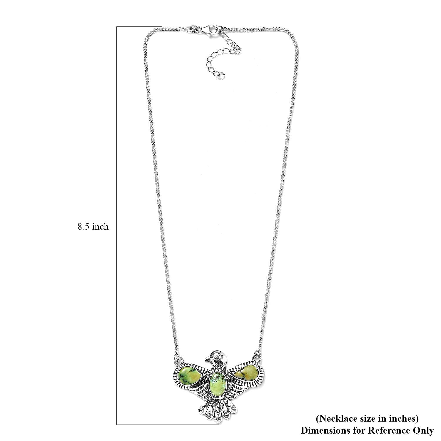 Artisan Crafted Sonoran Gold Turquoise Thunder Bird Necklace 18-20 Inches in Black Oxidized Sterling Silver 5.00 ctw