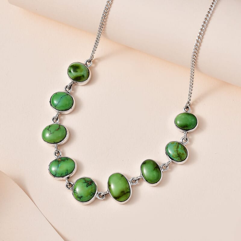 Artisan Crafted Sonoran Gold Turquoise Choker Necklace 14-16 Inches in Sterling Silver 18.60 ctw