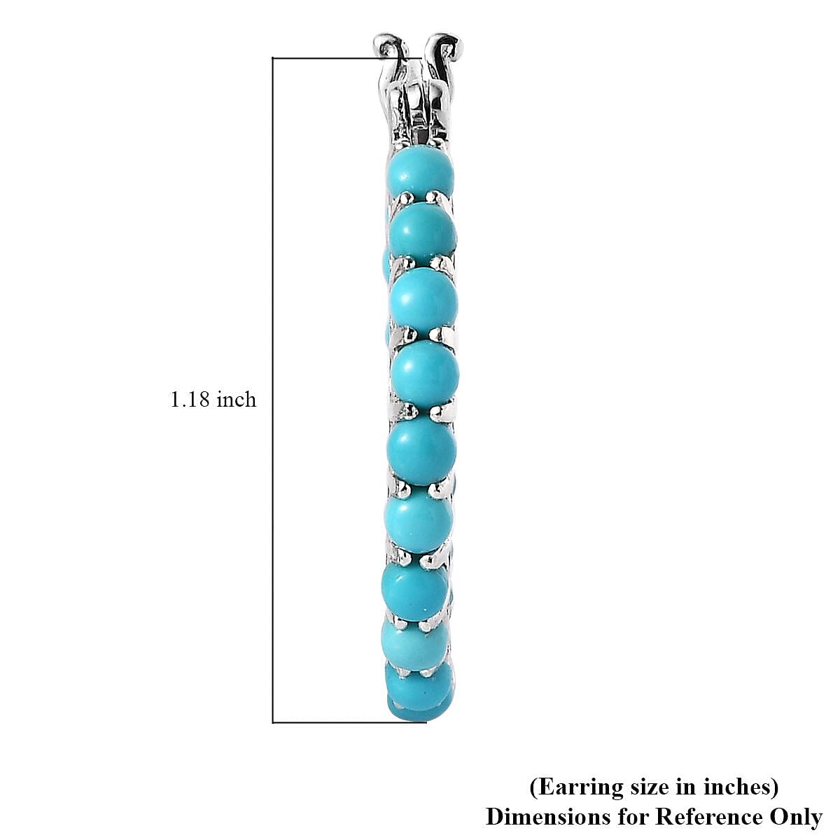 Sleeping Beauty Turquoise Inside Out Hoop Earrings in Platinum Over Sterling Silver 5.00 ctw