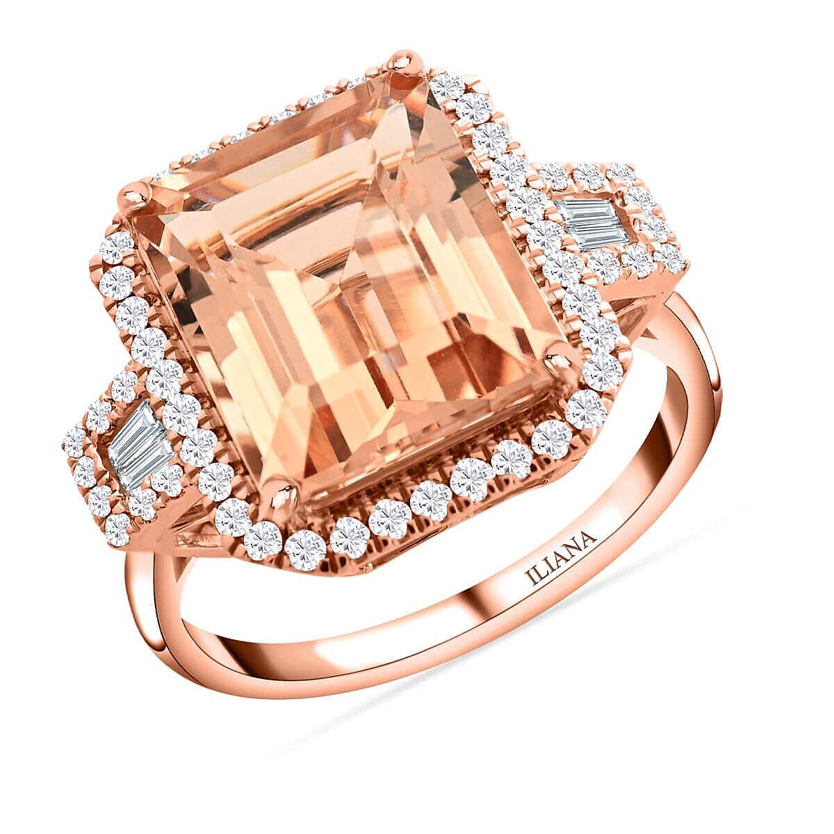 Certified & Appraised Iliana 18K Rose Gold AAA Marropino Morganite and E-F VS Diamond Ring (Size 6.5) 5.95 ctw image number 0