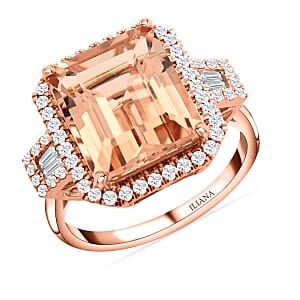 Certified & Appraised Iliana 18K Rose Gold AAA Marropino Morganite and E-F VS Diamond Ring (Size 6.5) 5.95 ctw