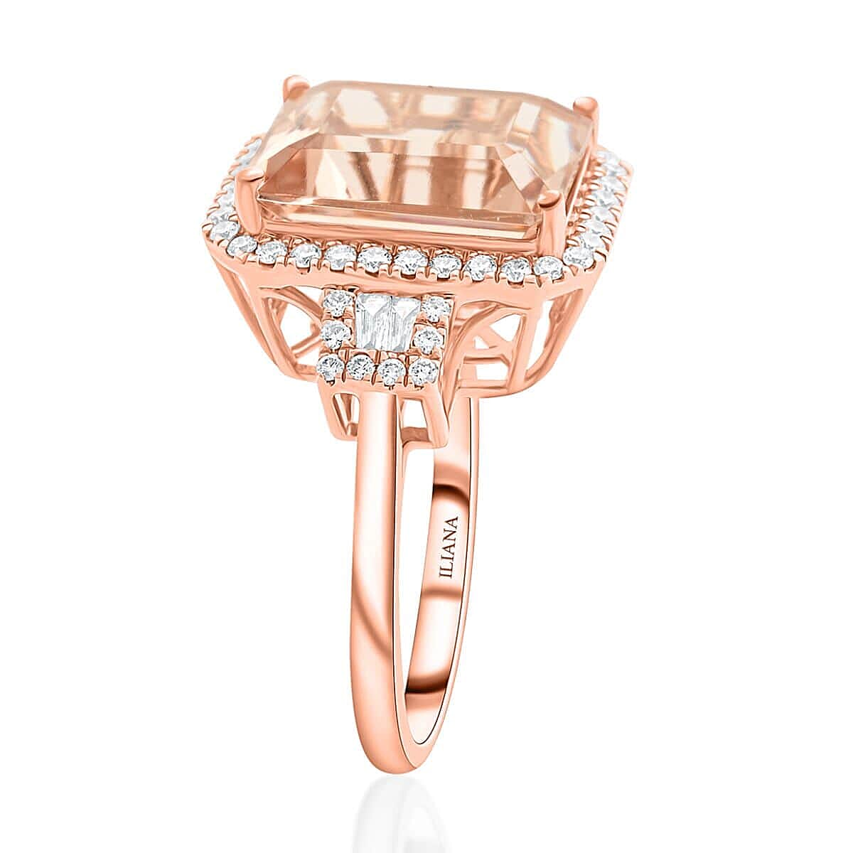 Certified & Appraised Iliana 18K Rose Gold AAA Marropino Morganite and E-F VS Diamond Ring (Size 6.5) 5.95 ctw image number 3