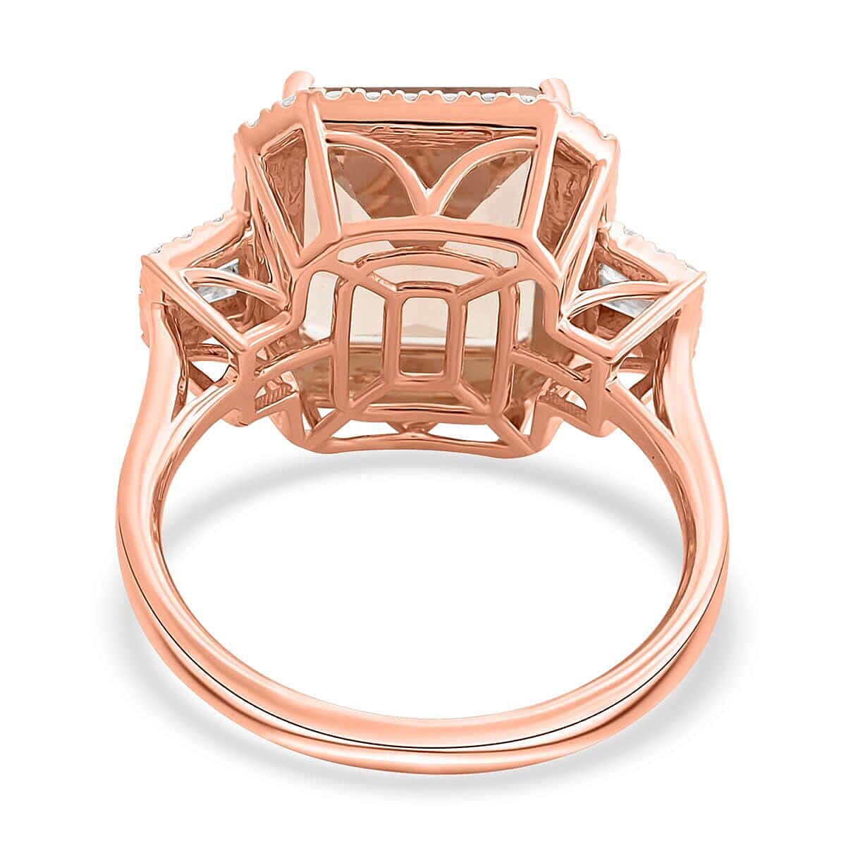 Certified & Appraised Iliana 18K Rose Gold AAA Marropino Morganite and E-F VS Diamond Ring (Size 6.5) 5.95 ctw image number 4