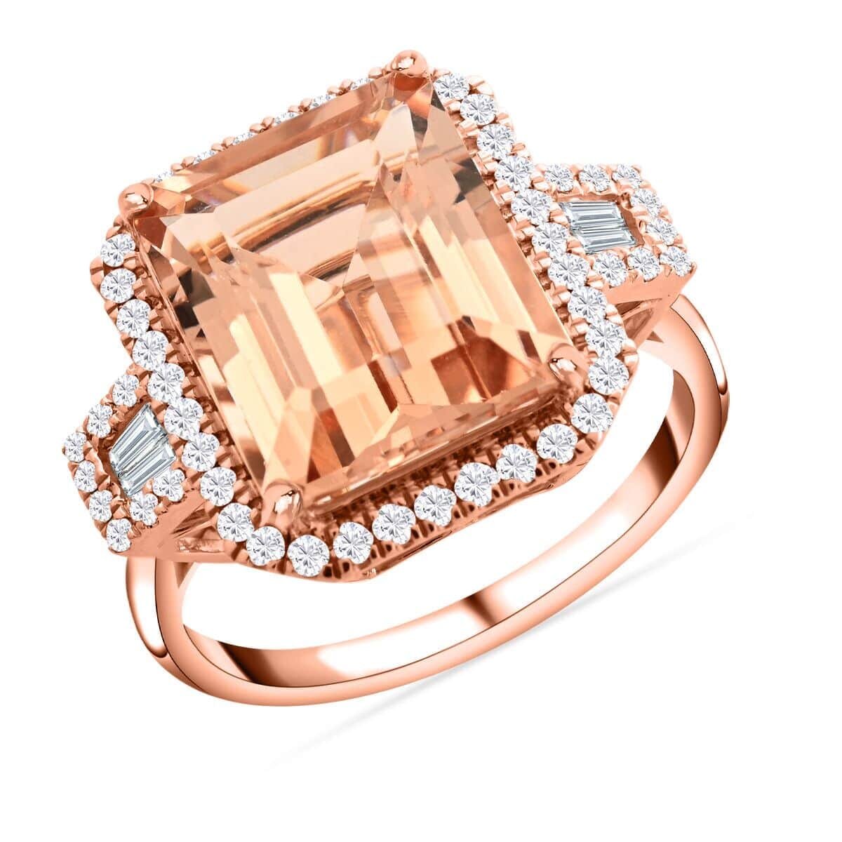 Certified & Appraised Iliana 18K Rose Gold AAA Marropino Morganite and E-F VS Diamond Ring (Size 8.0) 5.95 ctw image number 0