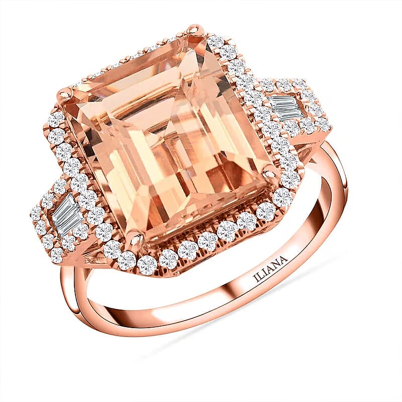 Certified & Appraised Iliana 18K Rose Gold AAA Marropino Morganite and E-F VS Diamond Ring (Size 8.0) 5.95 ctw