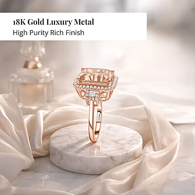 Certified & Appraised Iliana 18K Rose Gold AAA Marropino Morganite and E-F VS Diamond Ring (Size 8.0) 5.95 ctw