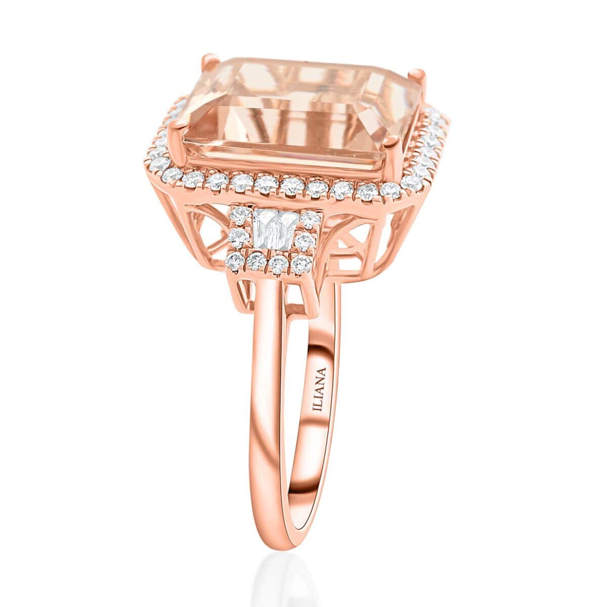 Certified & Appraised Iliana 18K Rose Gold AAA Marropino Morganite and E-F VS Diamond Ring (Size 8.0) 5.95 ctw image number 3