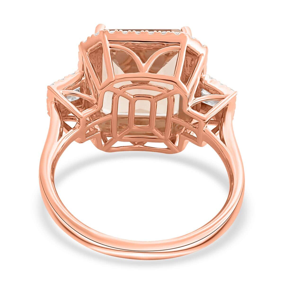 Certified & Appraised Iliana 18K Rose Gold AAA Marropino Morganite and E-F VS Diamond Ring (Size 8.0) 5.95 ctw image number 4