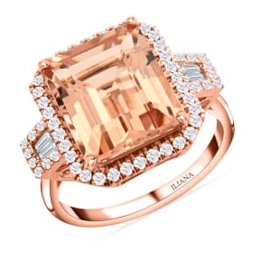 Certified & Appraised Iliana 18K Rose Gold AAA Marropino Morganite and E-F VS Diamond Ring (Size 9.5) 5.95 ctw