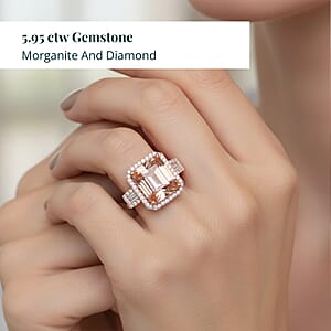 Certified & Appraised Iliana 18K Rose Gold AAA Marropino Morganite and E-F VS Diamond Ring (Size 9.5) 5.95 ctw