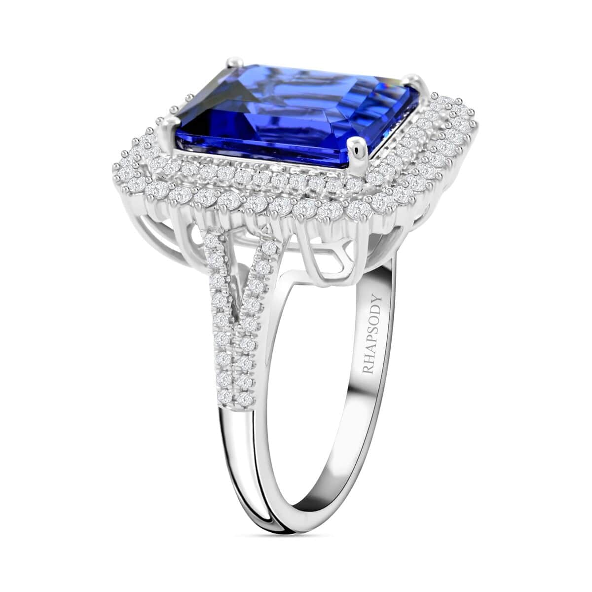 Doorbuster Certified & Appraised Rhapsody 950 Platinum AAAA Tanzanite and E-F VS Diamond Ring (Size 10.0) 9.95 Grams 7.60 ctw image number 3