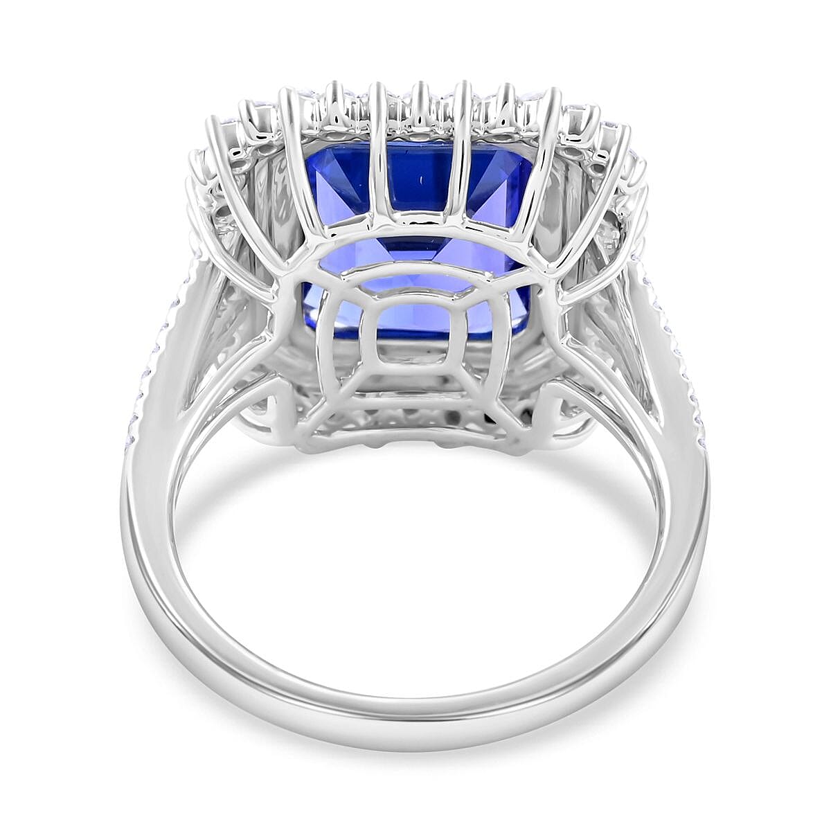 Certified & Appraised Rhapsody 950 Platinum AAAA Tanzanite, Diamond (E-F, VS) (0.73 cts) Ring (Size 7.5) (9.95 g) 7.60 ctw image number 4