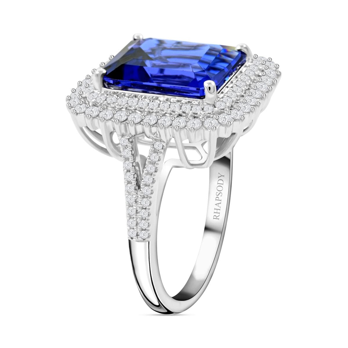 Certified & Appraised Rhapsody 950 Platinum AAAA Tanzanite and E-F VS Diamond Ring (Size 8.0) 9.95 Grams 7.60 ctw image number 3