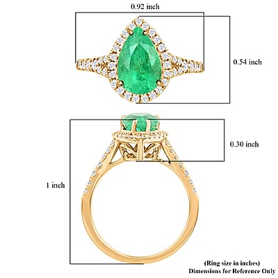 Certified and Appraised Iliana 18K Yellow Gold AAA Boyaca Colombian Emerald, Diamond (G-H, SI) Halo Ring (Size 5.5) 2.00 ctw