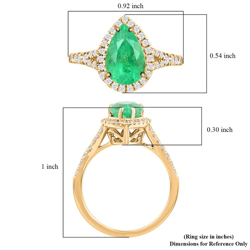 Certified and Appraised Iliana 18K Yellow Gold AAA Boyaca Colombian Emerald, Diamond (G-H, SI) Halo Ring (Size 5.5) 2.00 ctw