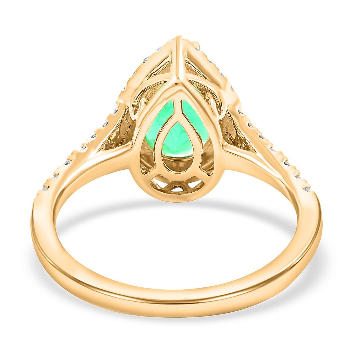 Iliana 18K Yellow Gold AAA Boyaca Colombian Emerald, Diamond (G-H, SI) Halo Ring (Size 9.5) 2.00 ctw image number 4