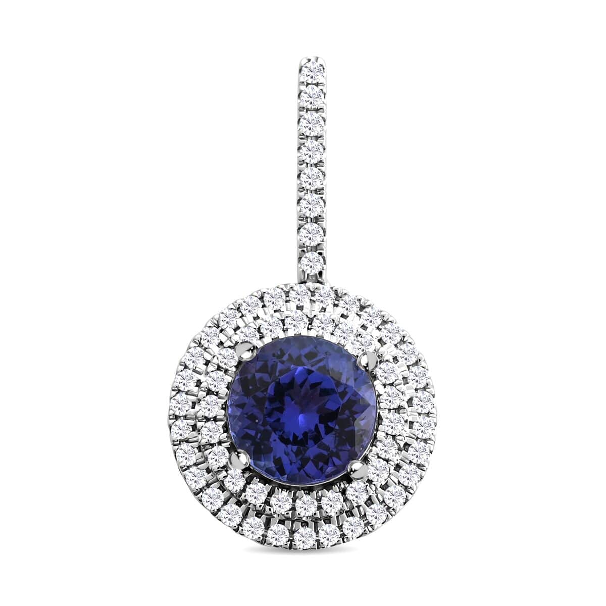 Rhapsody 950 Platinum AAAA Tanzanite and E-F VS Diamond Double Halo Pendant 1.75 ctw image number 0