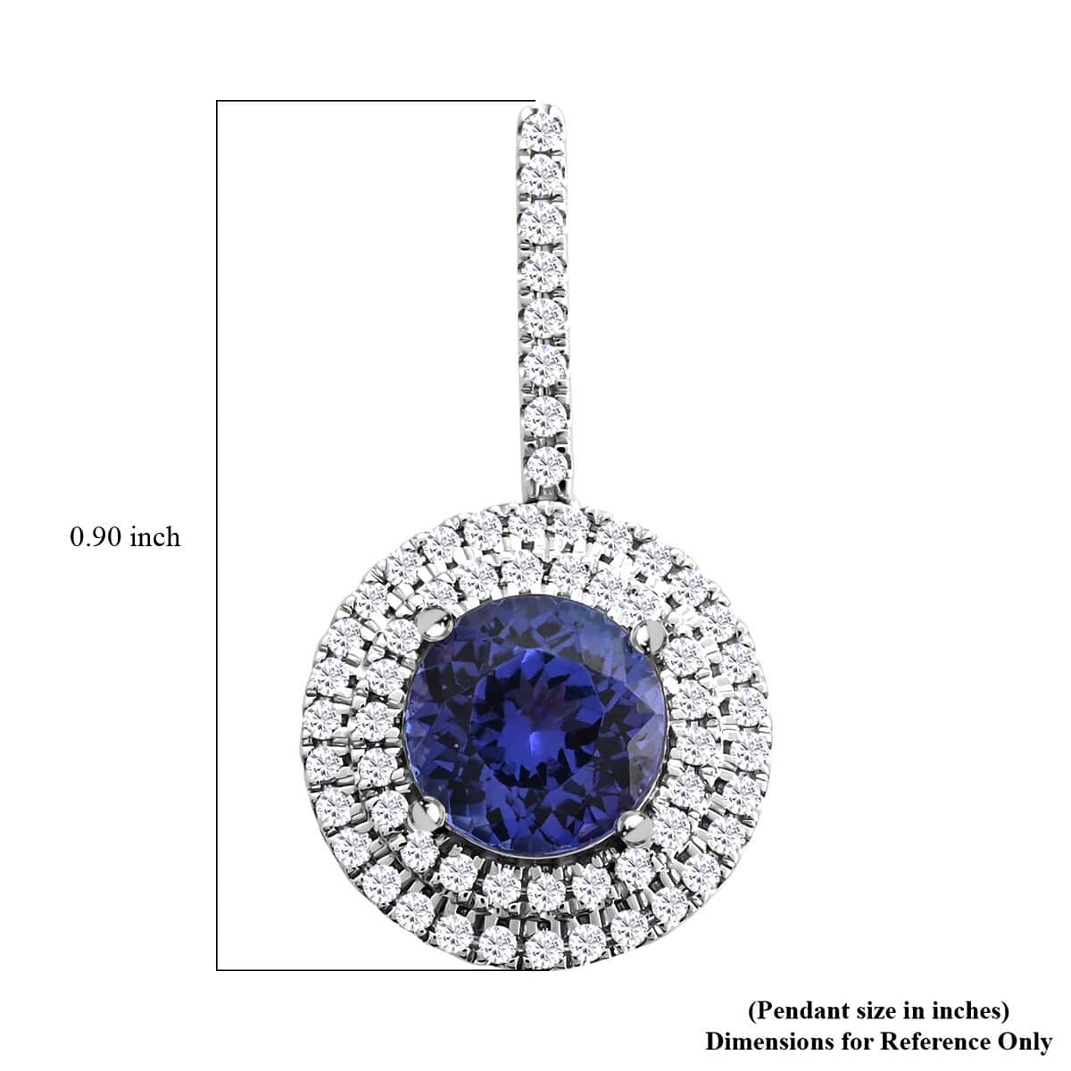 Rhapsody 950 Platinum AAAA Tanzanite and E-F VS Diamond Double Halo Pendant 1.75 ctw image number 4