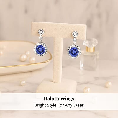 Certified & Appraised Rhapsody 950 Platinum AAAA Tanzanite and E-F VS Diamond Halo Earrings 2.25 ctw