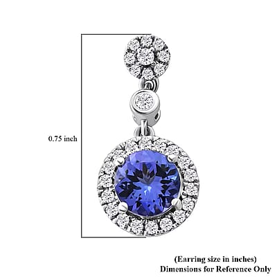 Certified & Appraised Rhapsody 950 Platinum AAAA Tanzanite and E-F VS Diamond Halo Earrings 2.25 ctw