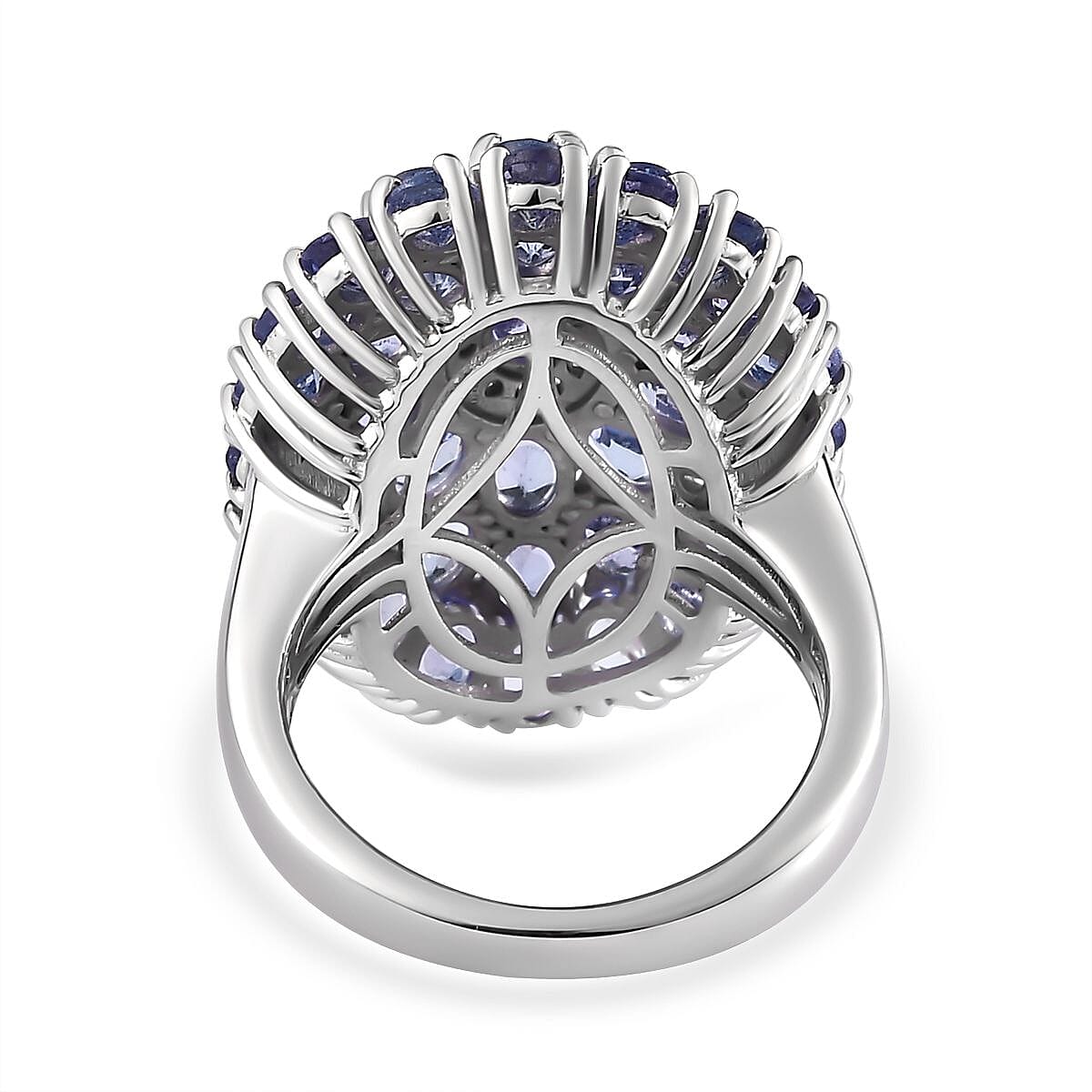 Tanzanite and White Zircon 6.69 ctw Ring in Platinum Over Sterling Silver (Size 11.5)