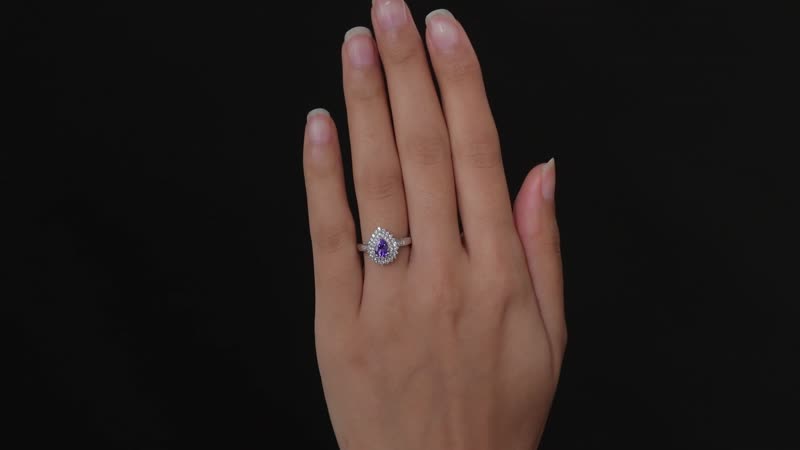 AAA Tanzanite and White Zircon Ring in Platinum Over Sterling Silver (Size 10.0) 1.35 ctw