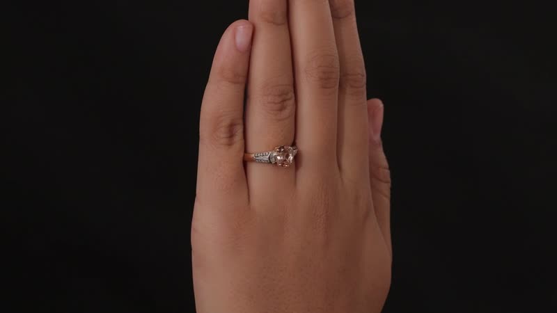 Luxoro 10K Rose Gold Premium Blush Tourmaline, Natural Champagne and White Diamond (I3) (0.25 cts) Ring (Size 10.0) (Del. in 10-12 Days) 1.50 ctw